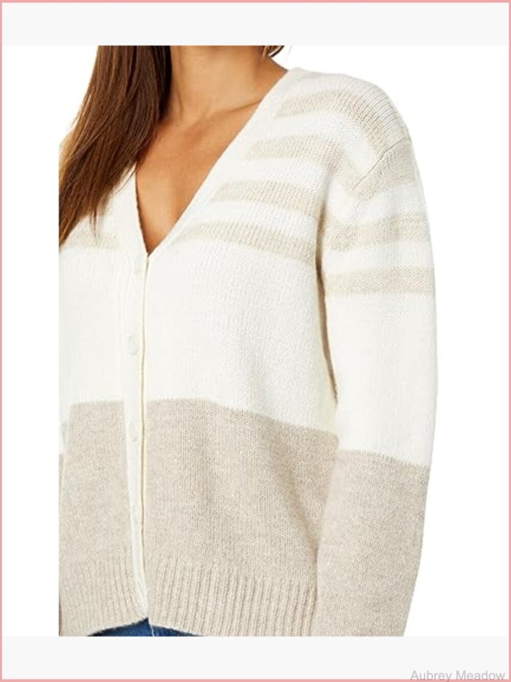 V Neck Cardigan with Cashmere Blend, Long Sleeve Button Down - Picture 3 of 3